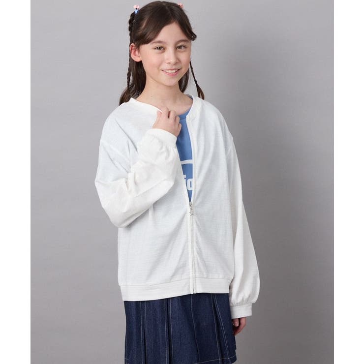 [140-150]【UVカット】ボーダージャカードカーディガン | a.v.v【KIDS】 | 詳細画像15 