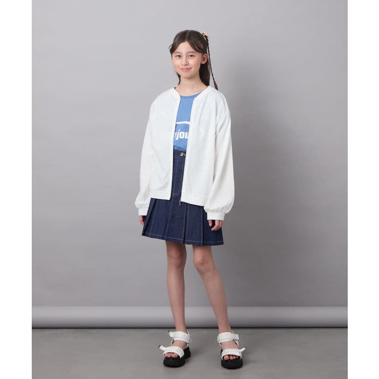 [140-150]【UVカット】ボーダージャカードカーディガン | a.v.v【KIDS】 | 詳細画像17 