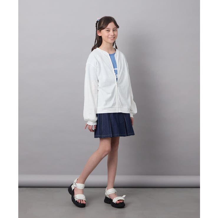 [140-150]【UVカット】ボーダージャカードカーディガン | a.v.v【KIDS】 | 詳細画像21 