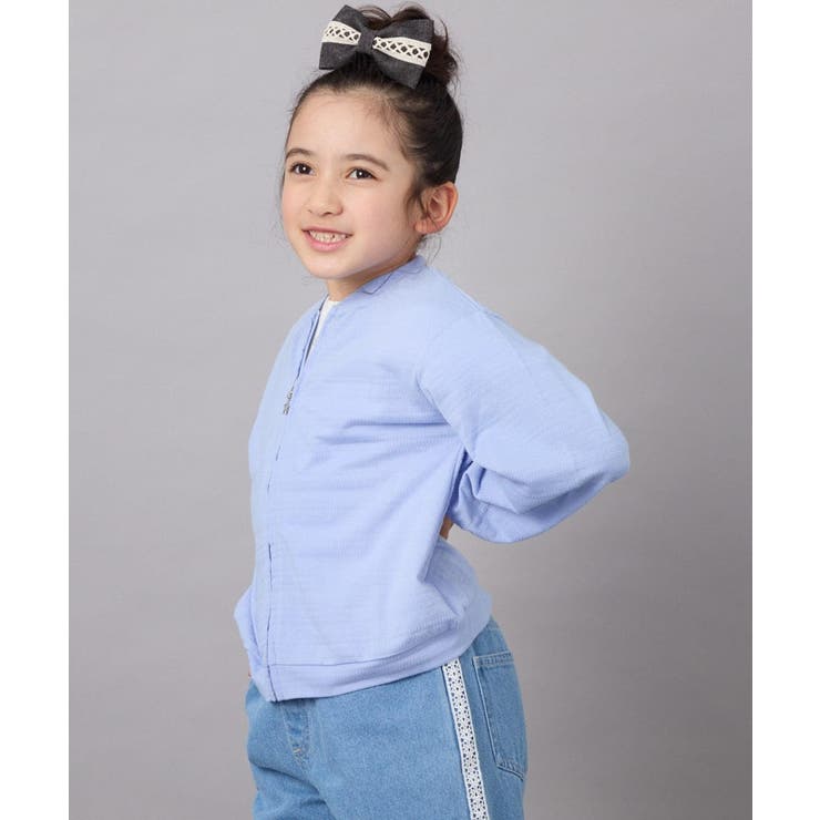 ライトブルー | [140-150]【UVカット】ボーダージャカードカーディガン | a.v.v【KIDS】