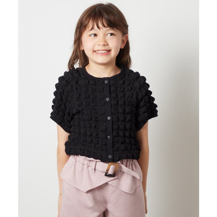 ブラック | [100-130]ぽこぽこポップコーンカーディガン | a.v.v【KIDS】