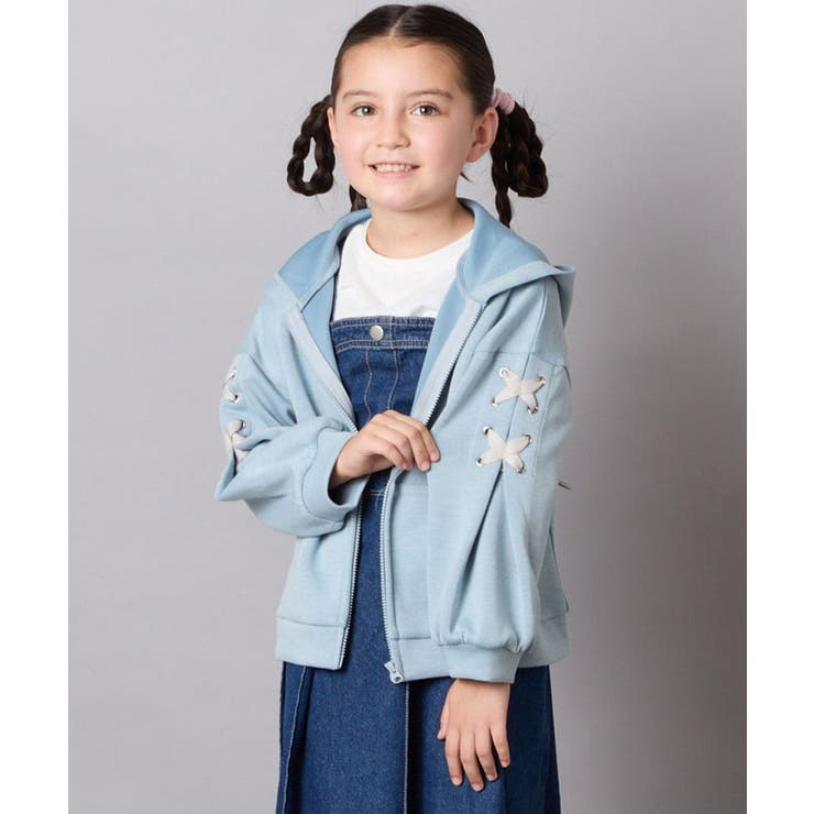ライトブルー | [120-160]レースアップダンボールパーカー | a.v.v【KIDS】