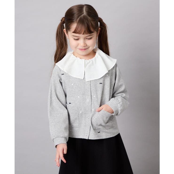 [120-160]刺繍カットソーカーディガン | a.v.v【KIDS】 | 詳細画像4 