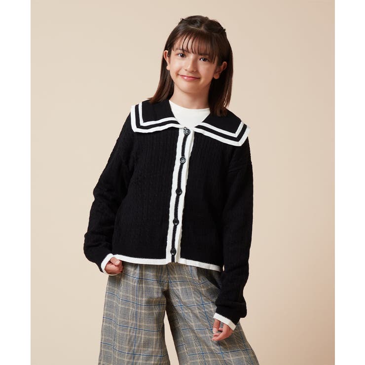 [140-150]セーラーカラーニットカーデ | a.v.v【KIDS】 | 詳細画像1 