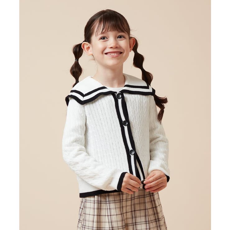 アイボリー | [140-150]セーラーカラーニットカーデ | a.v.v【KIDS】
