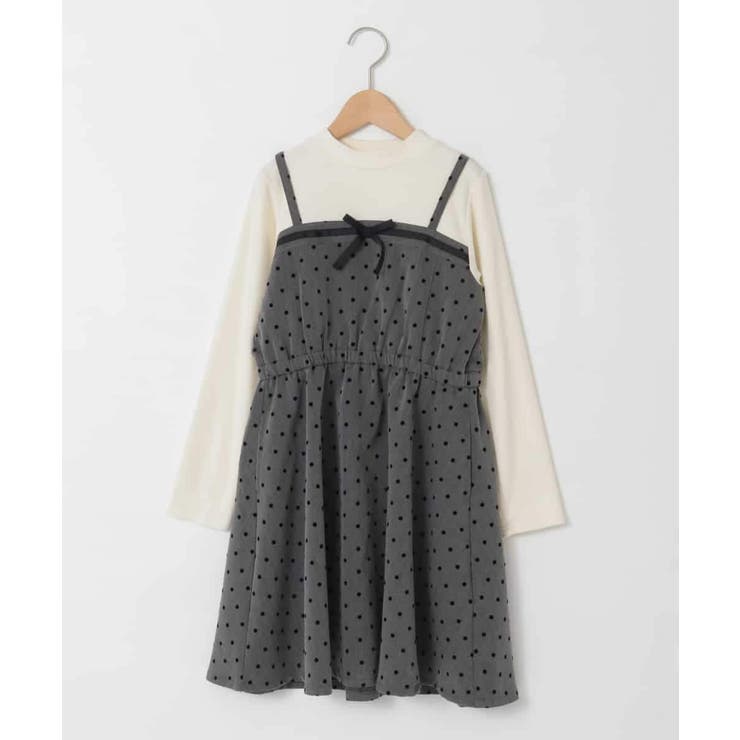 [120-160]フロッキードットプリントドッキングワンピース | a.v.v【KIDS】 | 詳細画像13 