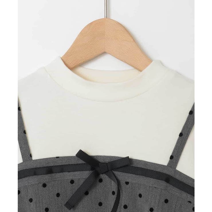 [120-160]フロッキードットプリントドッキングワンピース | a.v.v【KIDS】 | 詳細画像14 