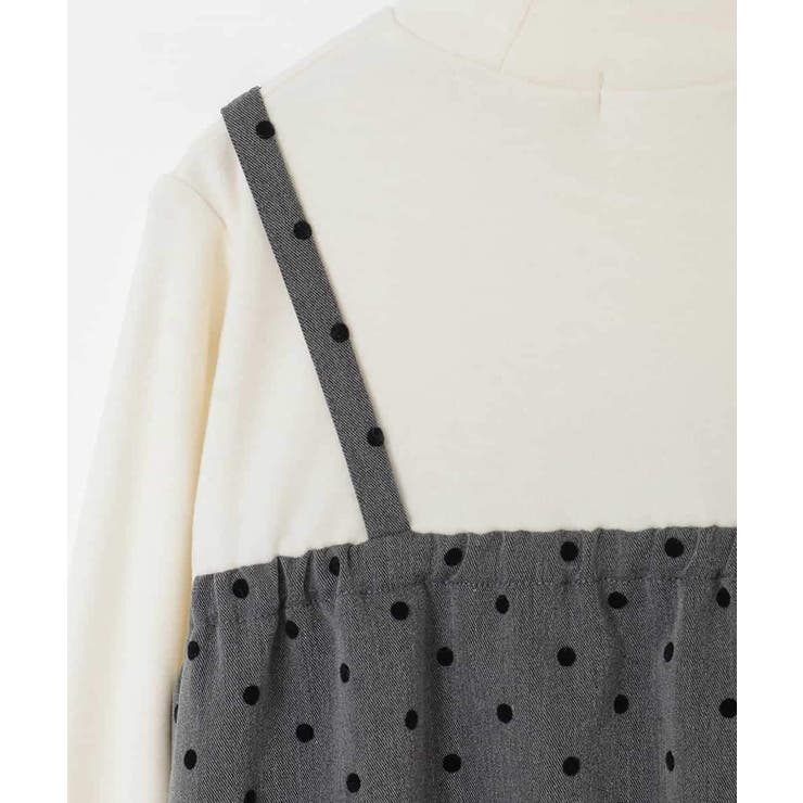 [120-160]フロッキードットプリントドッキングワンピース | a.v.v【KIDS】 | 詳細画像16 