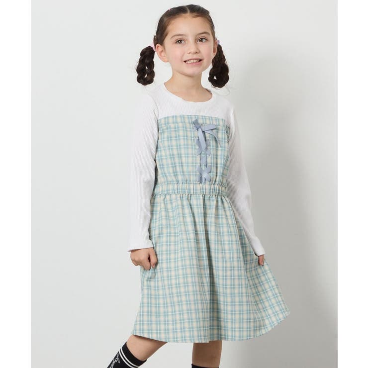 [120-160]レースアップドッキングワンピ | a.v.v【KIDS】 | 詳細画像1 