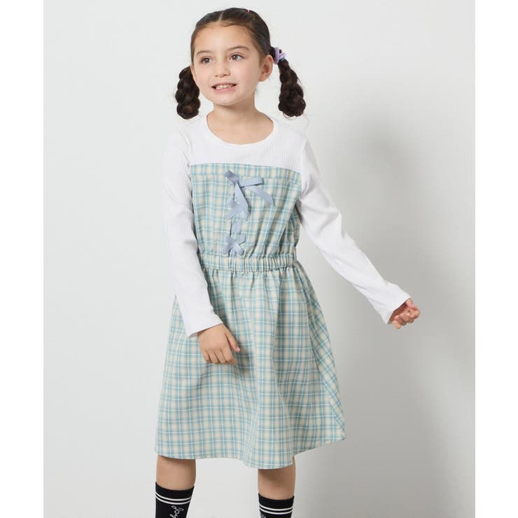 [120-160]レースアップドッキングワンピ | a.v.v【KIDS】 | 詳細画像2 