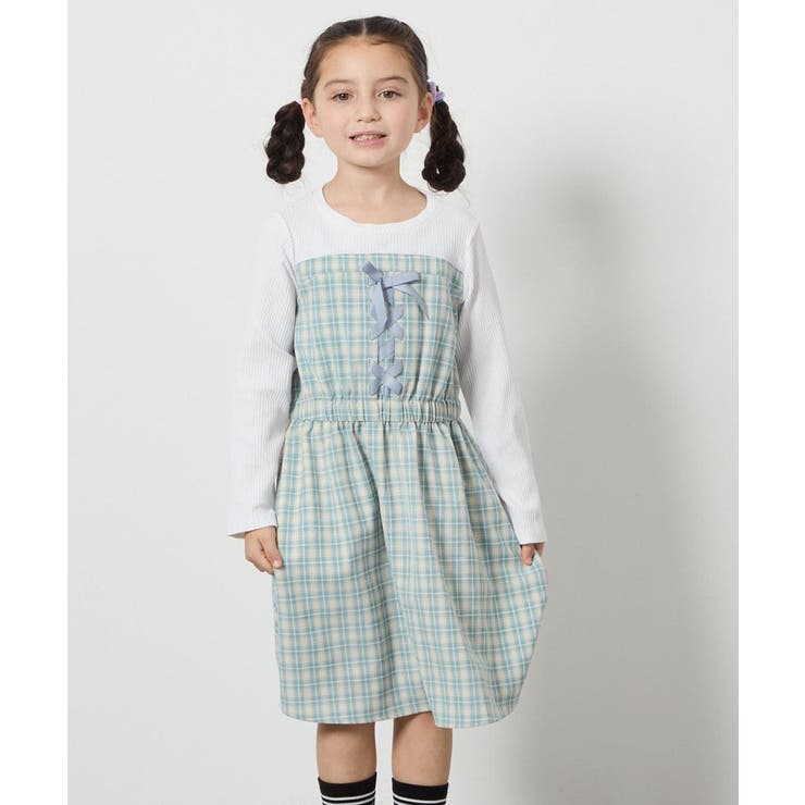 [120-160]レースアップドッキングワンピ | a.v.v【KIDS】 | 詳細画像3 