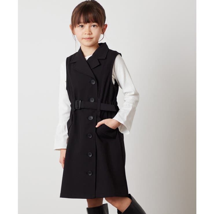 ブラック | [120-130]トレンチジャンパースカート | a.v.v【KIDS】