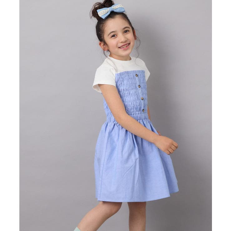 ブルー | [140-150]ドッキングデザインワンピース | a.v.v【KIDS】