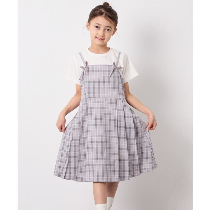 グレー | [130-160]フロントリボンプリーツジャンスカ | a.v.v【KIDS】