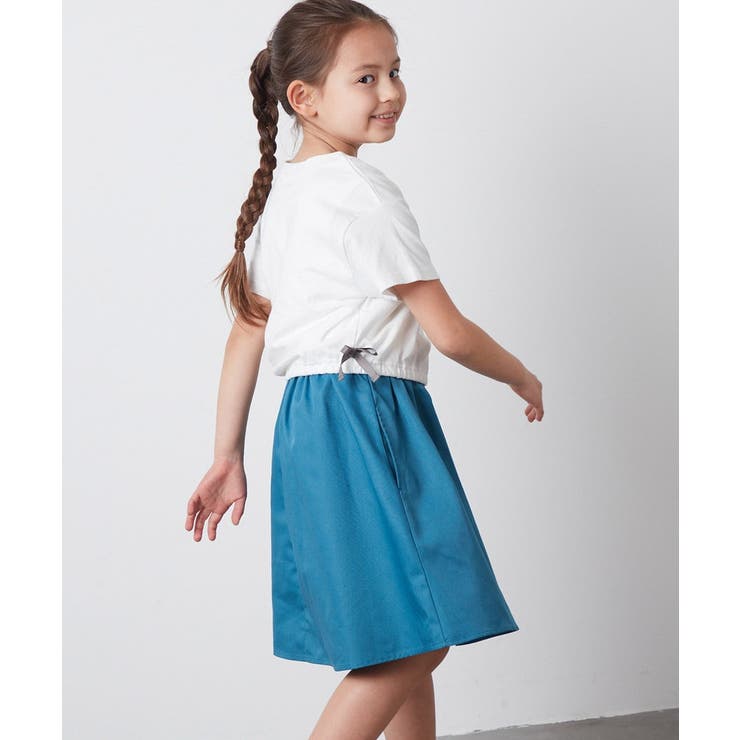 [100-130]サイドリボンロゴ刺繍ドッキングワンピース | a.v.v【KIDS】 | 詳細画像10 