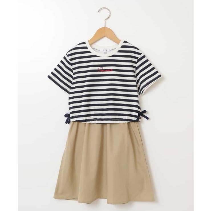 [100-130]サイドリボンロゴ刺繍ドッキングワンピース | a.v.v【KIDS】 | 詳細画像13 