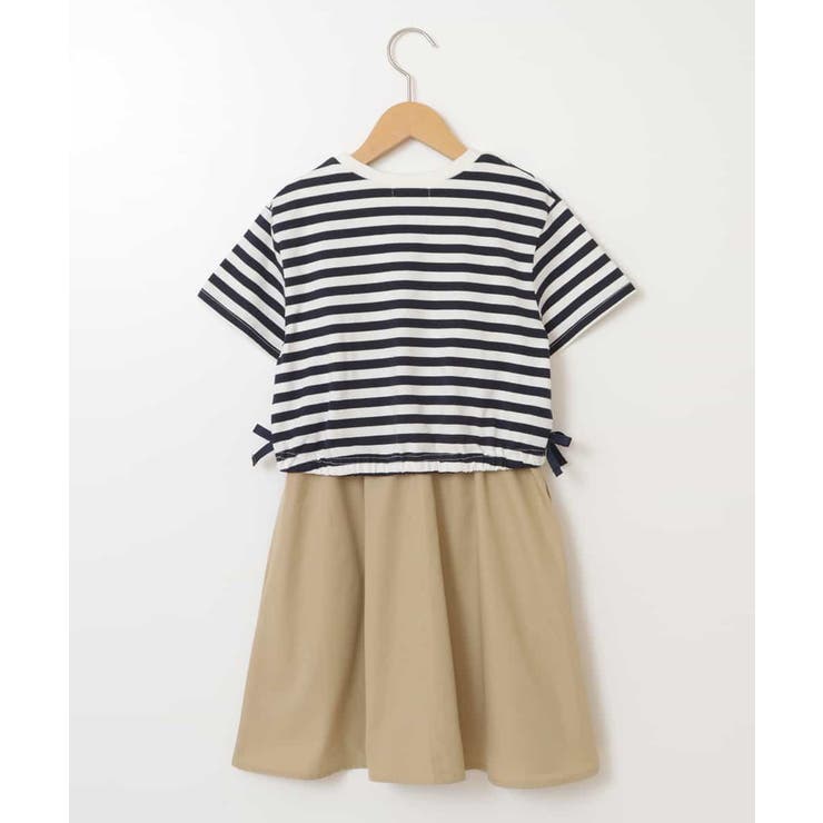 [100-130]サイドリボンロゴ刺繍ドッキングワンピース | a.v.v【KIDS】 | 詳細画像14 