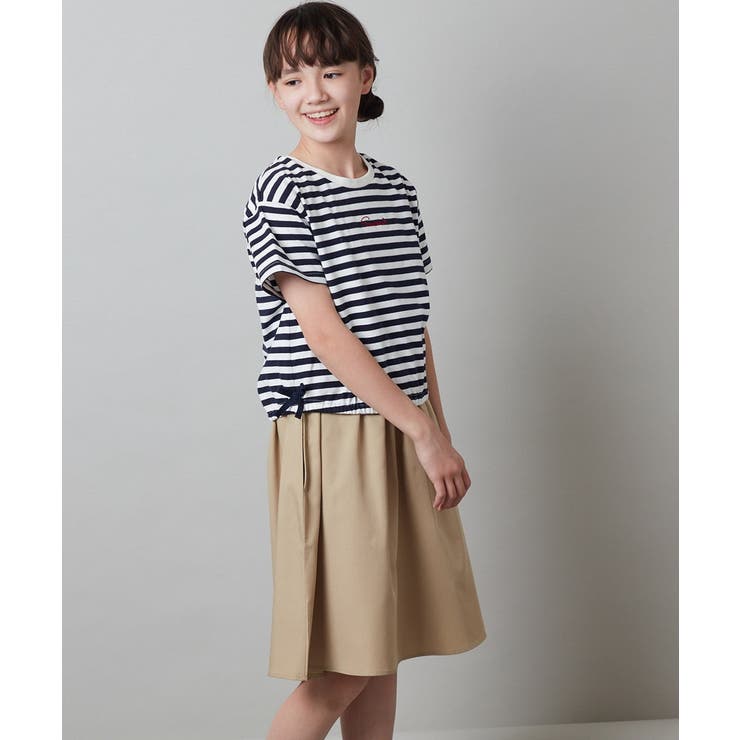 [100-130]サイドリボンロゴ刺繍ドッキングワンピース | a.v.v【KIDS】 | 詳細画像6 