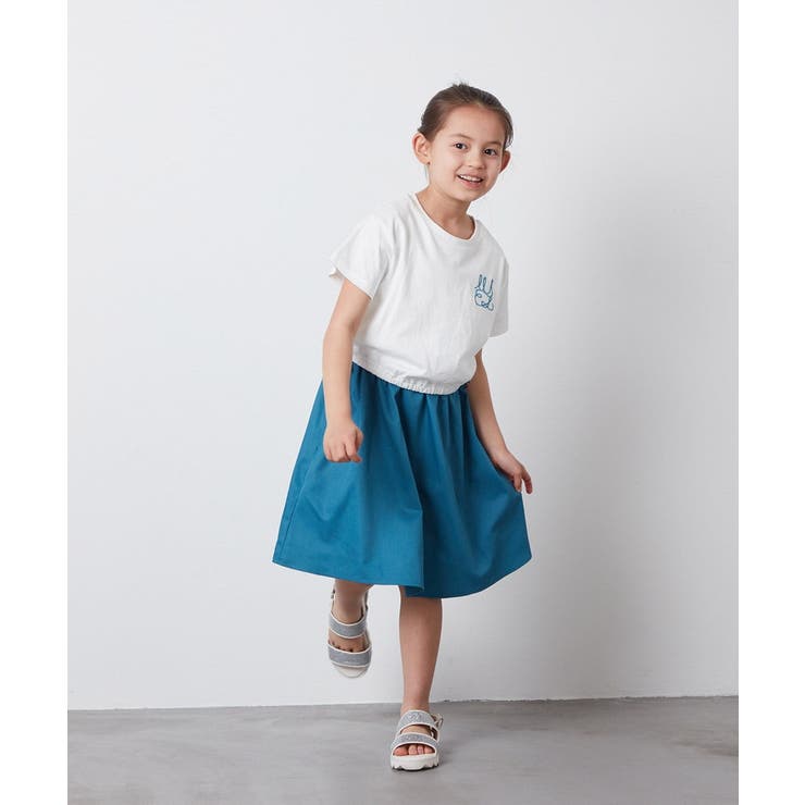 [100-130]サイドリボンロゴ刺繍ドッキングワンピース | a.v.v【KIDS】 | 詳細画像7 