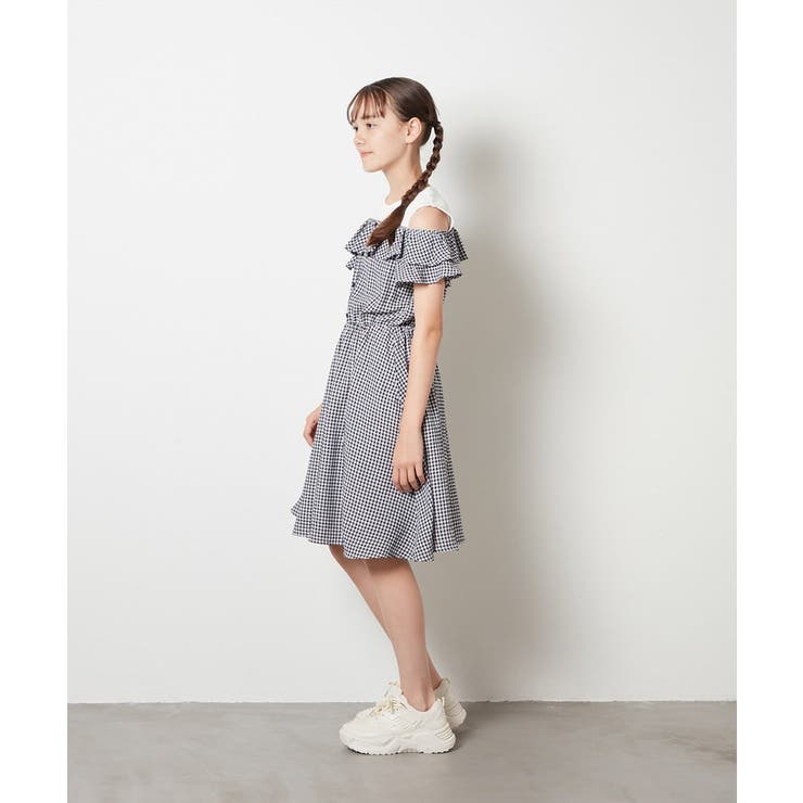 [100-130]レイヤード風オフショルワンピース | a.v.v【KIDS】 | 詳細画像8 