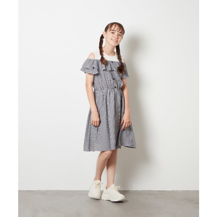 [100-130]レイヤード風オフショルワンピース | a.v.v【KIDS】 | 詳細画像9 