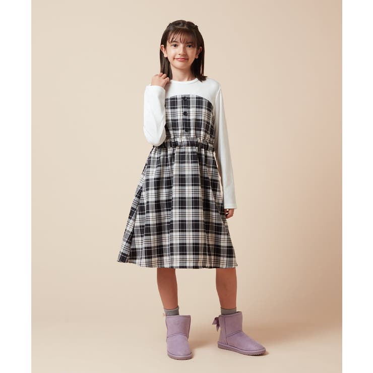 [100-160]フロントボタンドッキングワンピース | a.v.v【KIDS】 | 詳細画像12 