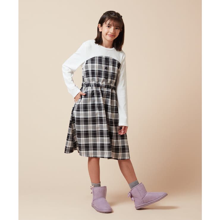 [100-160]フロントボタンドッキングワンピース | a.v.v【KIDS】 | 詳細画像13 