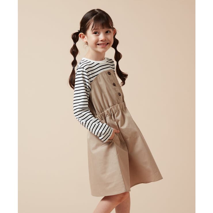 [100-160]フロントボタンドッキングワンピース | a.v.v【KIDS】 | 詳細画像2 