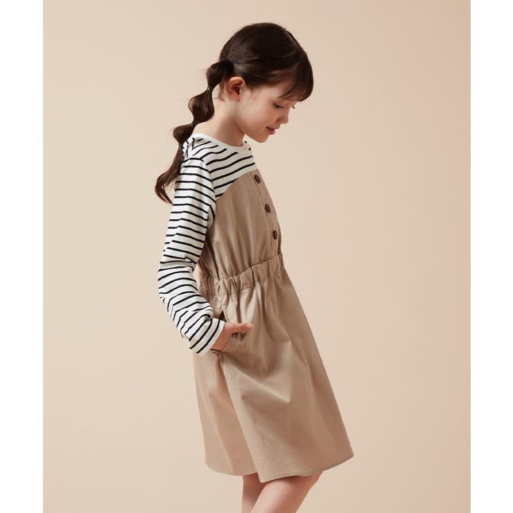 [100-160]フロントボタンドッキングワンピース | a.v.v【KIDS】 | 詳細画像3 