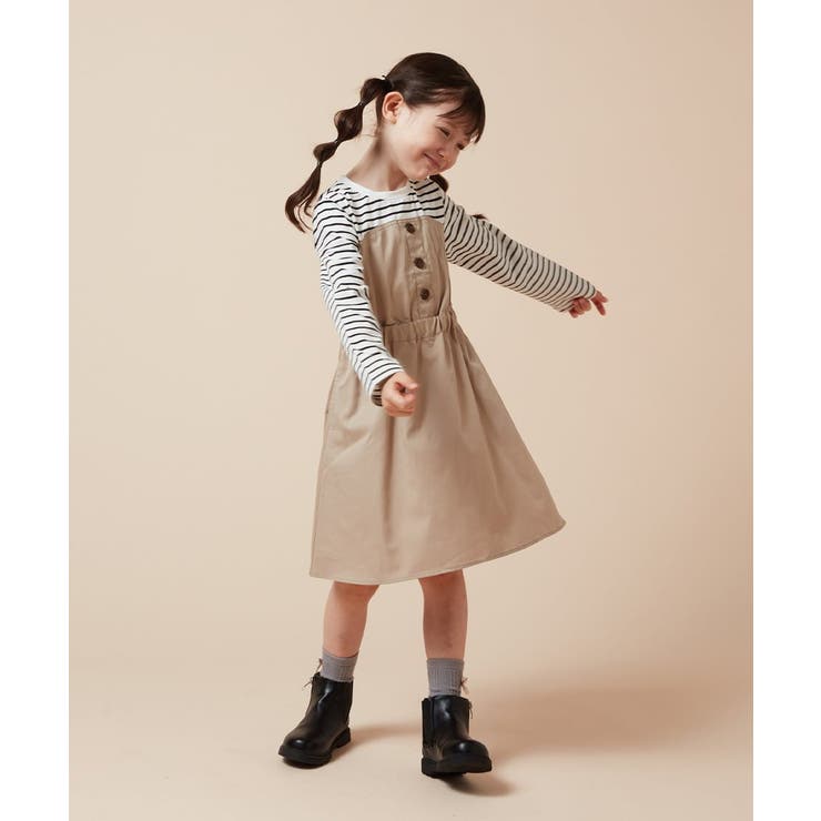 [100-160]フロントボタンドッキングワンピース | a.v.v【KIDS】 | 詳細画像6 