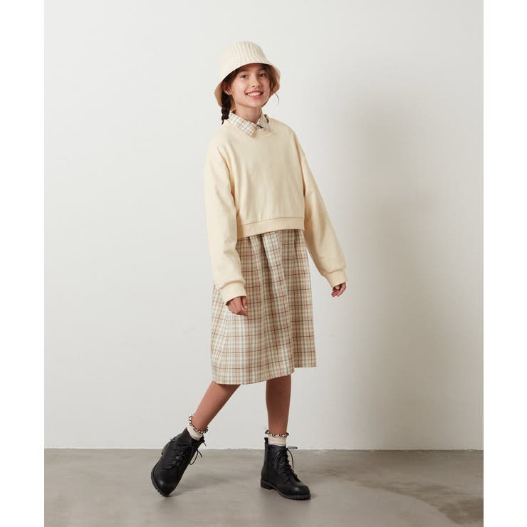 [100-130]【2点セット】チェックシャツワンピ＆ショートプルオーバー | a.v.v【KIDS】 | 詳細画像11 