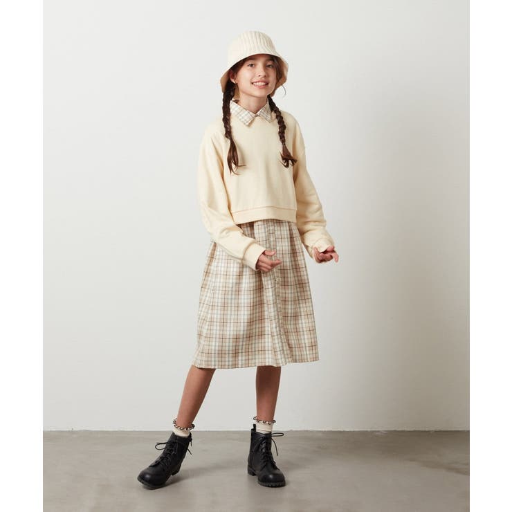 [100-130]【2点セット】チェックシャツワンピ＆ショートプルオーバー | a.v.v【KIDS】 | 詳細画像15 