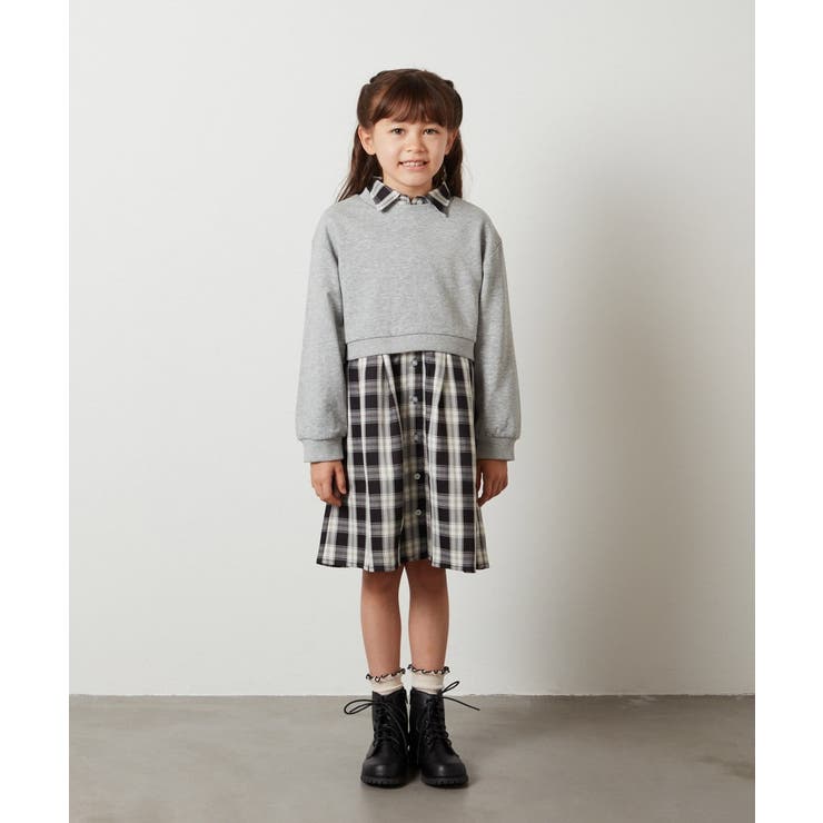 [100-130]【2点セット】チェックシャツワンピ＆ショートプルオーバー | a.v.v【KIDS】 | 詳細画像25 