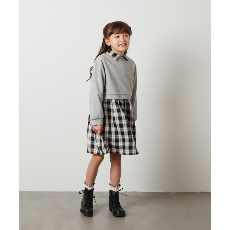 [100-130]【2点セット】チェックシャツワンピ＆ショートプルオーバー | a.v.v【KIDS】 | 詳細画像26 