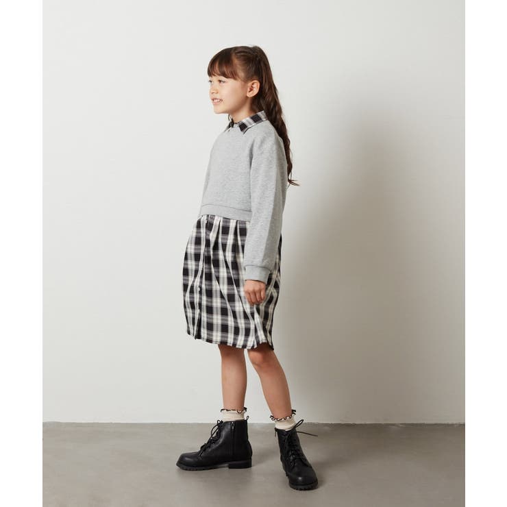 [100-130]【2点セット】チェックシャツワンピ＆ショートプルオーバー | a.v.v【KIDS】 | 詳細画像27 