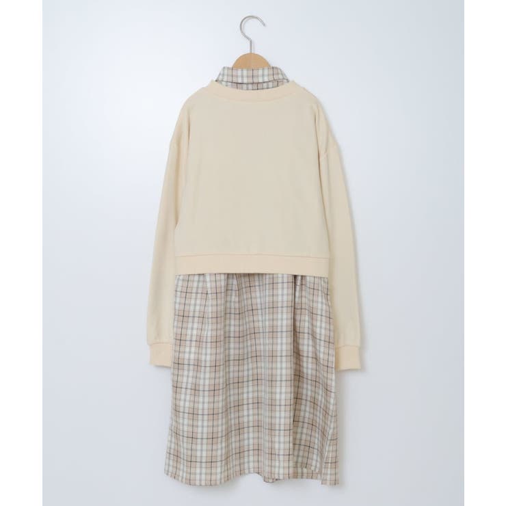 [100-130]【2点セット】チェックシャツワンピ＆ショートプルオーバー | a.v.v【KIDS】 | 詳細画像3 