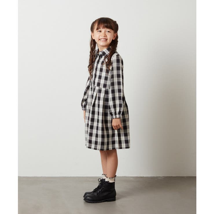 [100-130]【2点セット】チェックシャツワンピ＆ショートプルオーバー | a.v.v【KIDS】 | 詳細画像32 