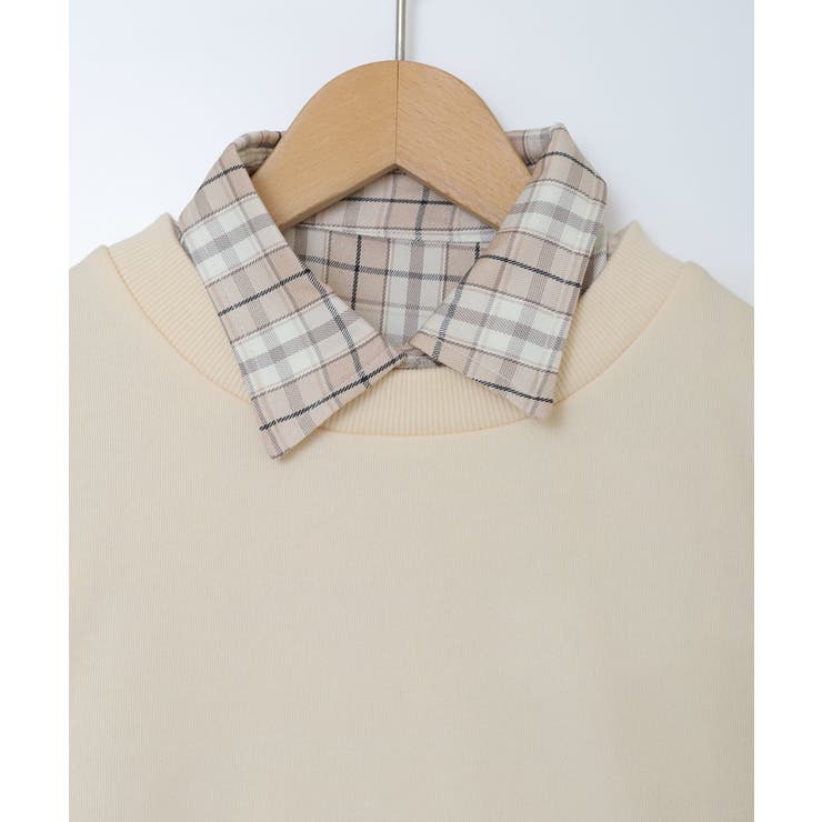 [100-130]【2点セット】チェックシャツワンピ＆ショートプルオーバー | a.v.v【KIDS】 | 詳細画像4 