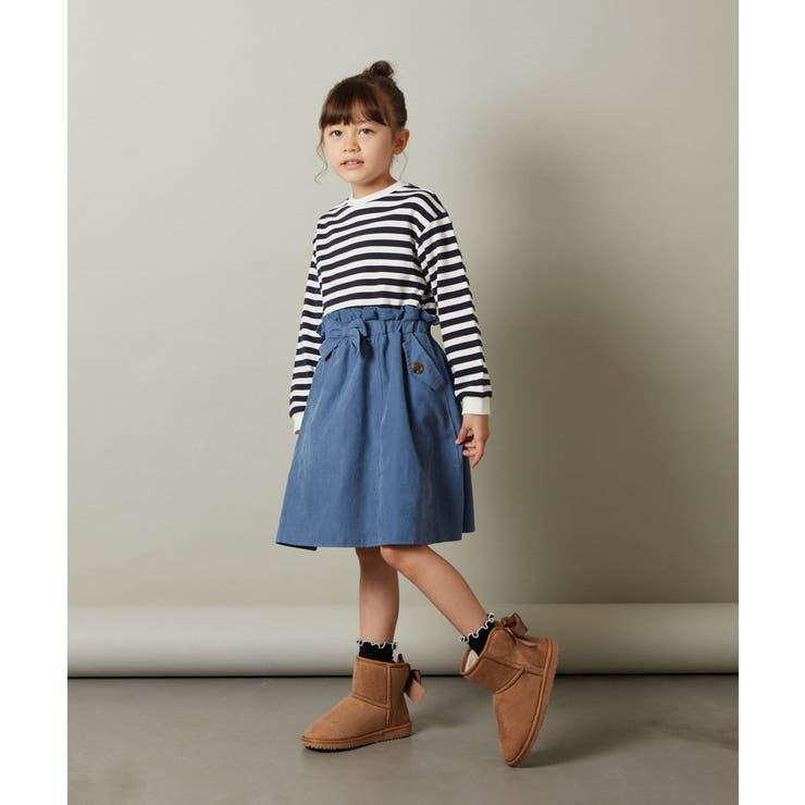 ライトブルー | [100-130]ボーダードッキングワンピース | a.v.v【KIDS】