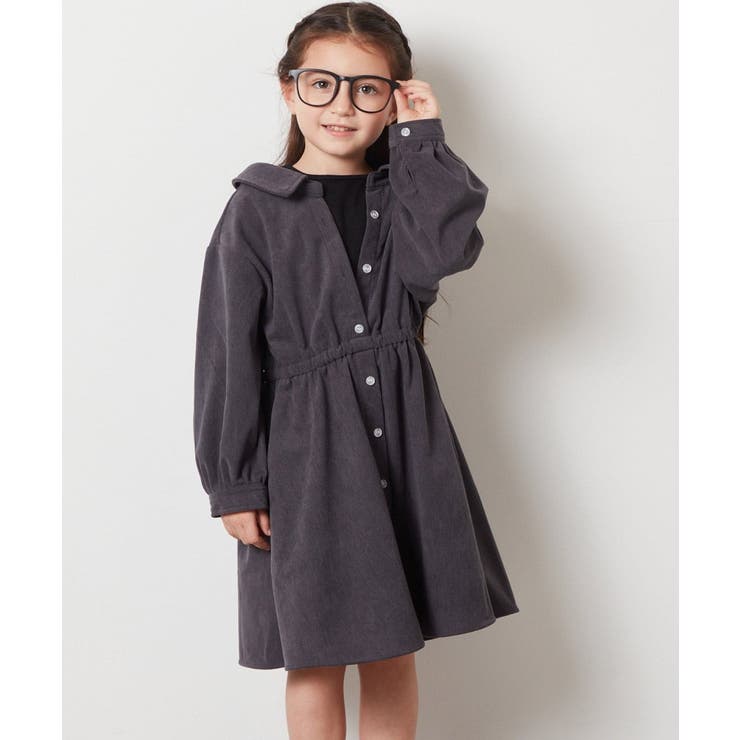 ダークグレー | [140-150]レイヤードシャツワンピース | a.v.v【KIDS】