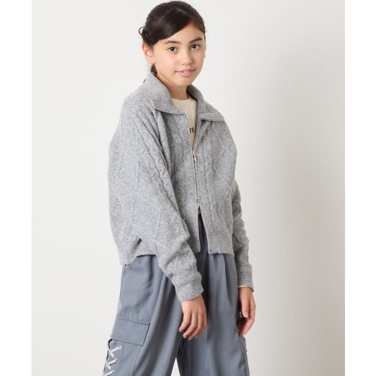 [130-160]【ダブルジップ/クロップド丈】ジップアップケーブルニット | a.v.v【KIDS】 | 詳細画像11 
