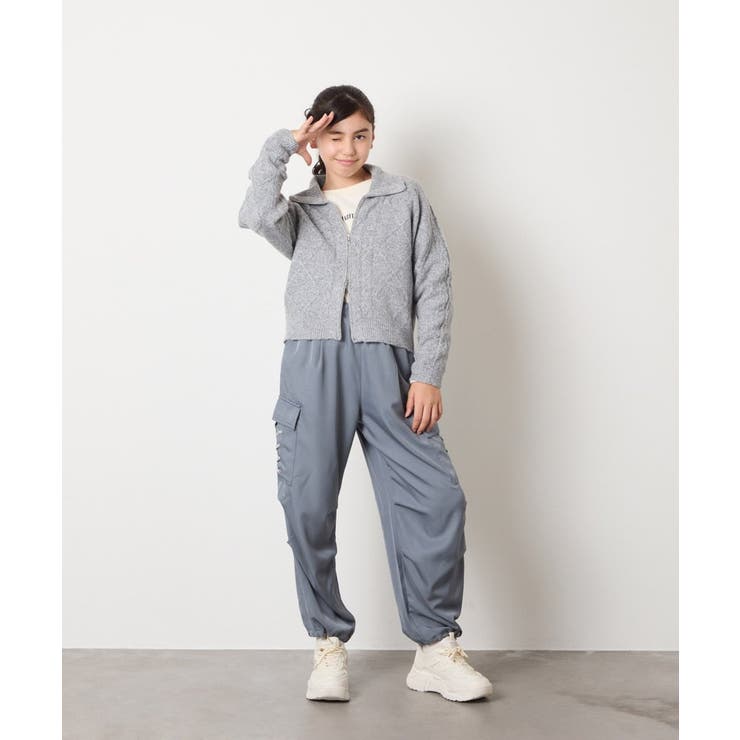 [130-160]【ダブルジップ/クロップド丈】ジップアップケーブルニット | a.v.v【KIDS】 | 詳細画像16 