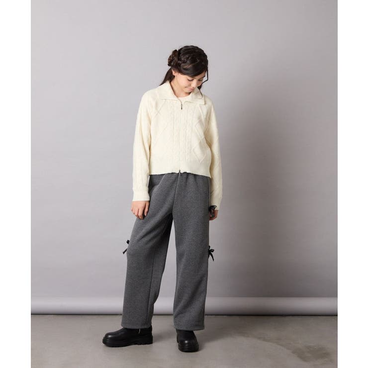 [130-160]【ダブルジップ/クロップド丈】ジップアップケーブルニット | a.v.v【KIDS】 | 詳細画像2 