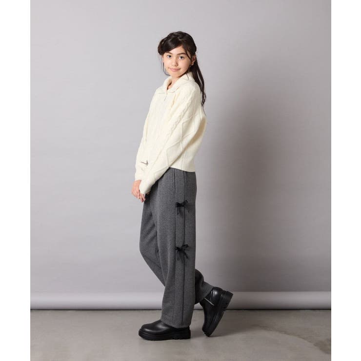 [130-160]【ダブルジップ/クロップド丈】ジップアップケーブルニット | a.v.v【KIDS】 | 詳細画像3 