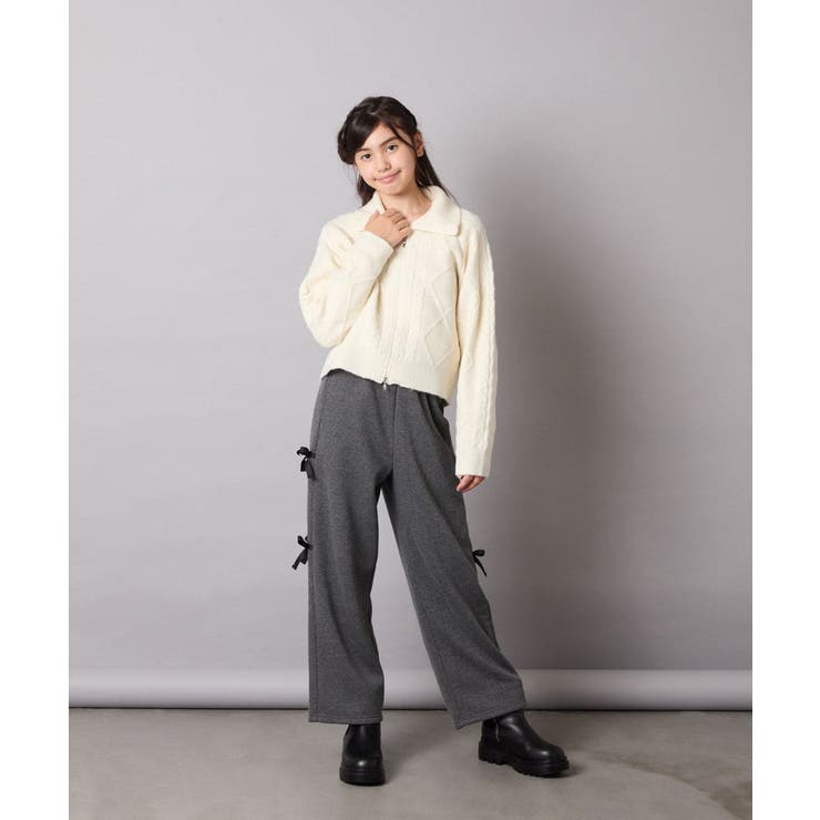 [130-160]【ダブルジップ/クロップド丈】ジップアップケーブルニット | a.v.v【KIDS】 | 詳細画像31 