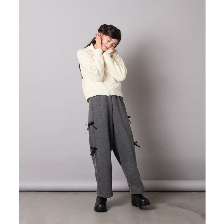 [130-160]【ダブルジップ/クロップド丈】ジップアップケーブルニット | a.v.v【KIDS】 | 詳細画像33 