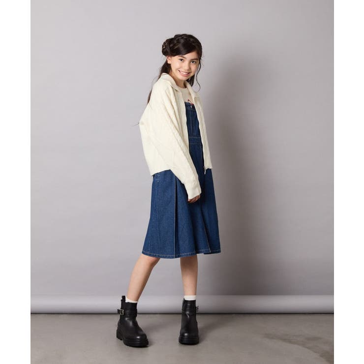 [130-160]【ダブルジップ/クロップド丈】ジップアップケーブルニット | a.v.v【KIDS】 | 詳細画像6 