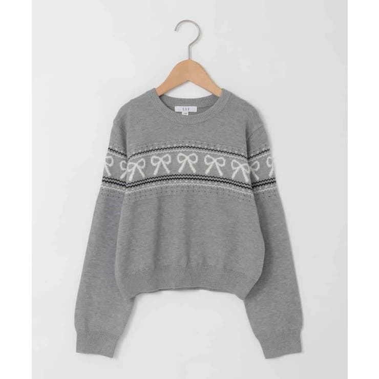 グレー | [120-160]【おうちで洗える】ふわもちノルディックニット | a.v.v【KIDS】