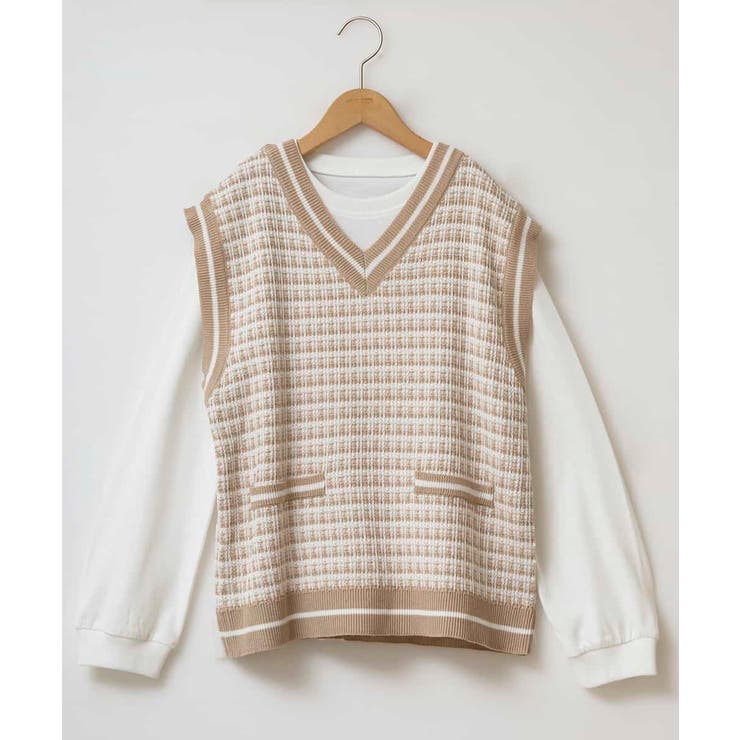 [120-130]【2点セット】ツイード風ニットベストセット | a.v.v【KIDS】 | 詳細画像18 