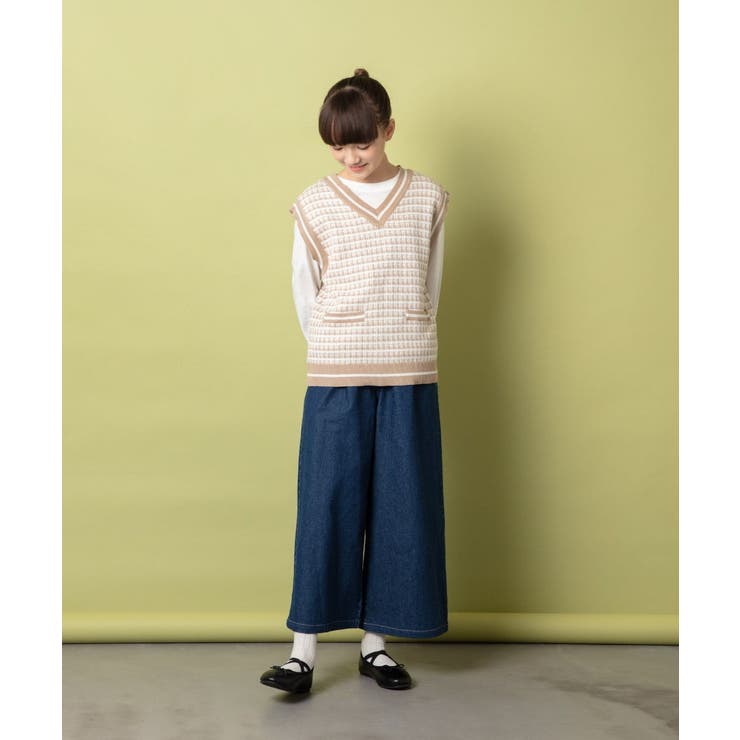 120-130]【2点セット】ツイード風ニットベストセット[品番